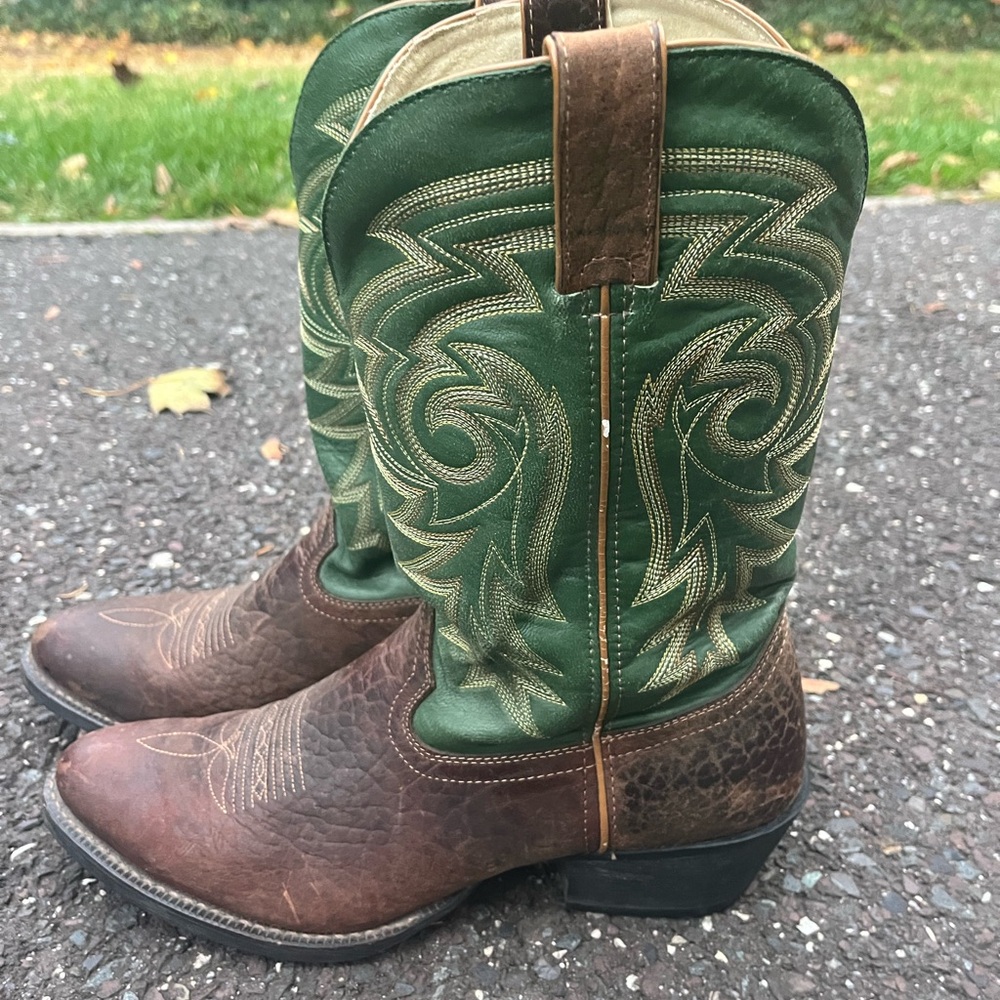 Durango Rebel DB5461 Men’s 12” Western Cowboy Boots Brown Green Size 10.5D